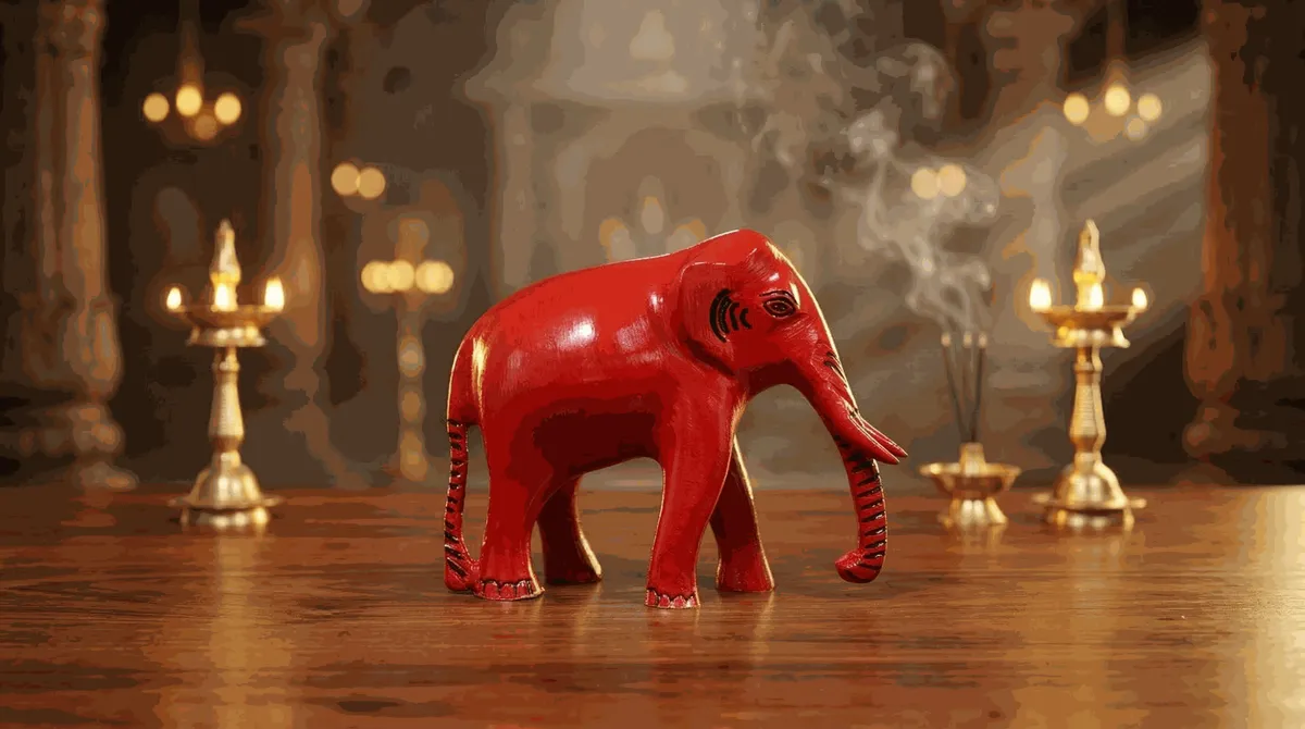 Brass Red Elephant Statue (4.5 Inch)