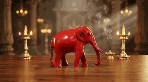 Brass Red Elephant Statue (4.5 Inch) - Symbol of Ganesha for Vastu  