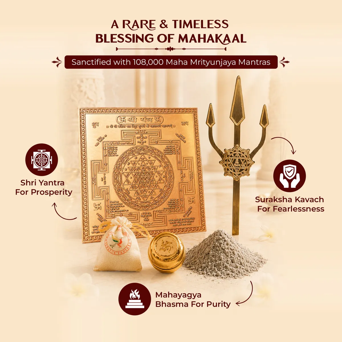 Mahayagya-Samriddhi Bundle - Kawach + Shree Yantra + Mahayagya Bhabhuti | 1008 Brahmin Sidh
