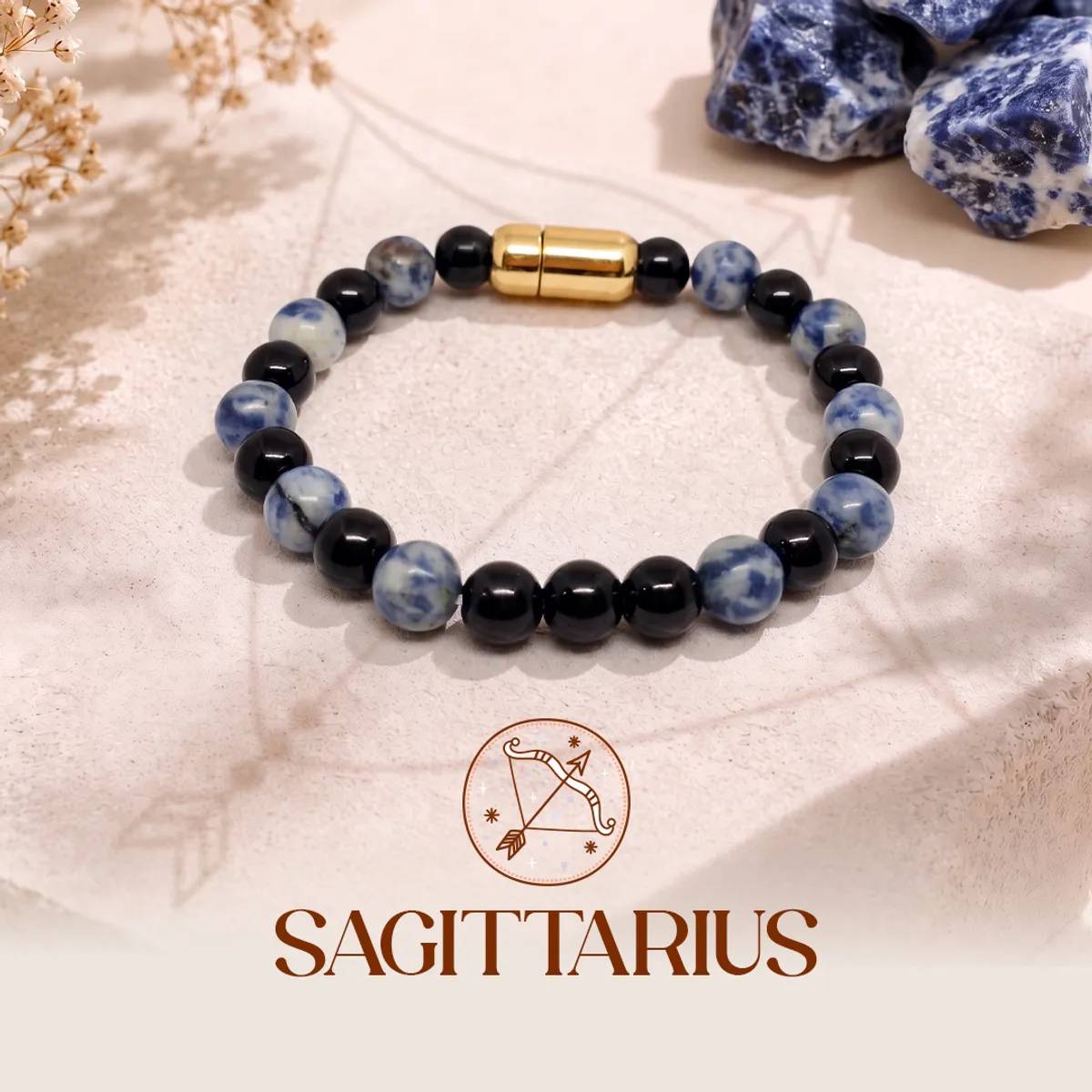 Sagittarius Crystal Bracelet with FREE Raw Selenite Charging Plate
