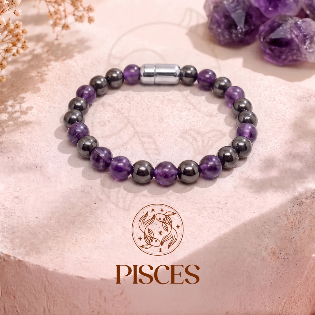 Pisces Crystal Bracelet with FREE Raw Selenite Charging Plate