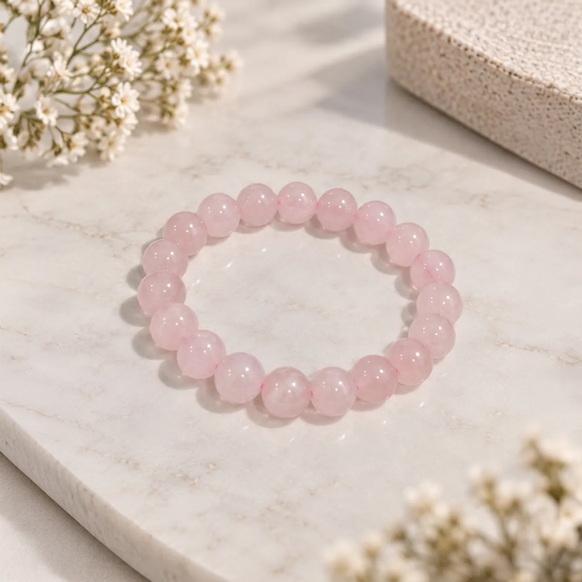 Rose Quartz 10mm Bracelet - Natural Crystal for Love, Compassion & Emotional Harmony