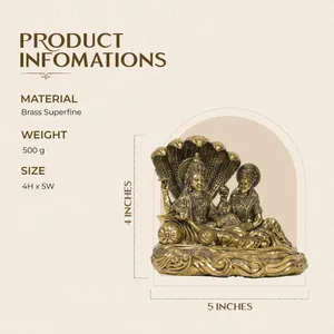 Vishnu Ji & Lakshmi Ji on Shesh Naag Statue Superfine Brass thumbnail deabfb9443aa
