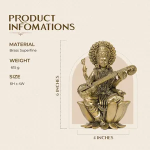 Saraswati Ji Statue Superfine Brass thumbnail 396ad5c03b45