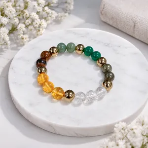 Dhanyog Money Magnet 10mm - Pyrite, Citrine & Green Aventurine Bracelet for Wealth & Abundance 