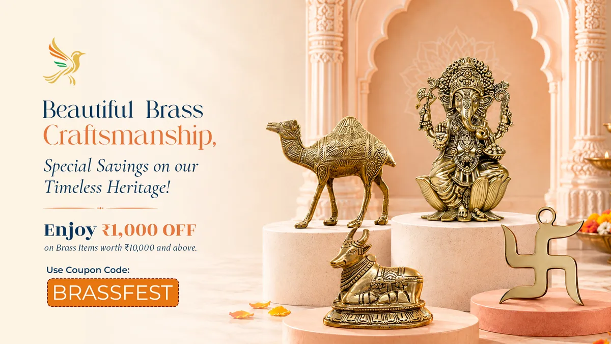 Beautiful brass craftsmanship - Rs 1,000 off on brass items worth Rs 10,000 and above, coupon code BRASSFEST