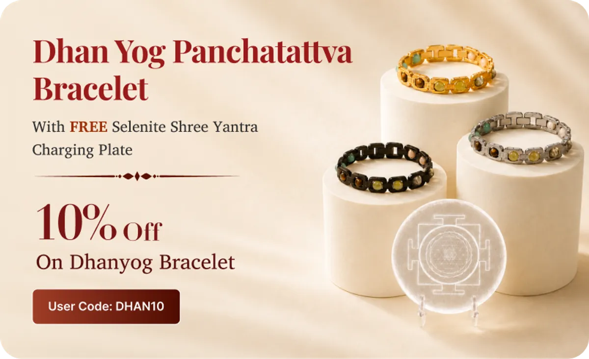 Dhan Yog Panchatattva Bracelet with free Selenite Shree Yantra charging plate - 10% off, coupon code DHAN10